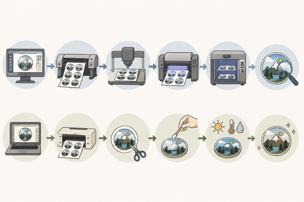 Steps for making epoxy resin stickers